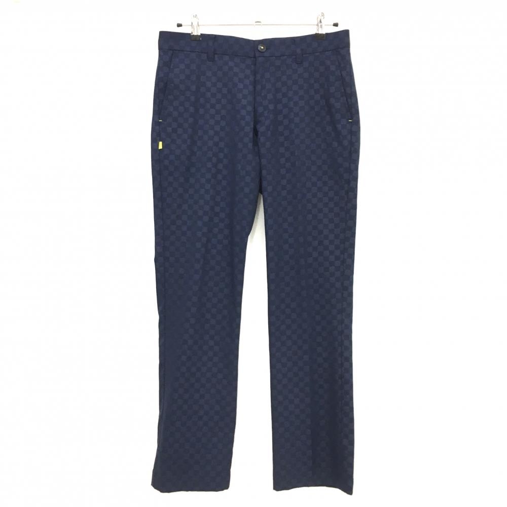 【美品】キャロウェイ パンツ ネイビー ブロック柄 ストレッチ  メンズ L ゴルフウェア Callaway