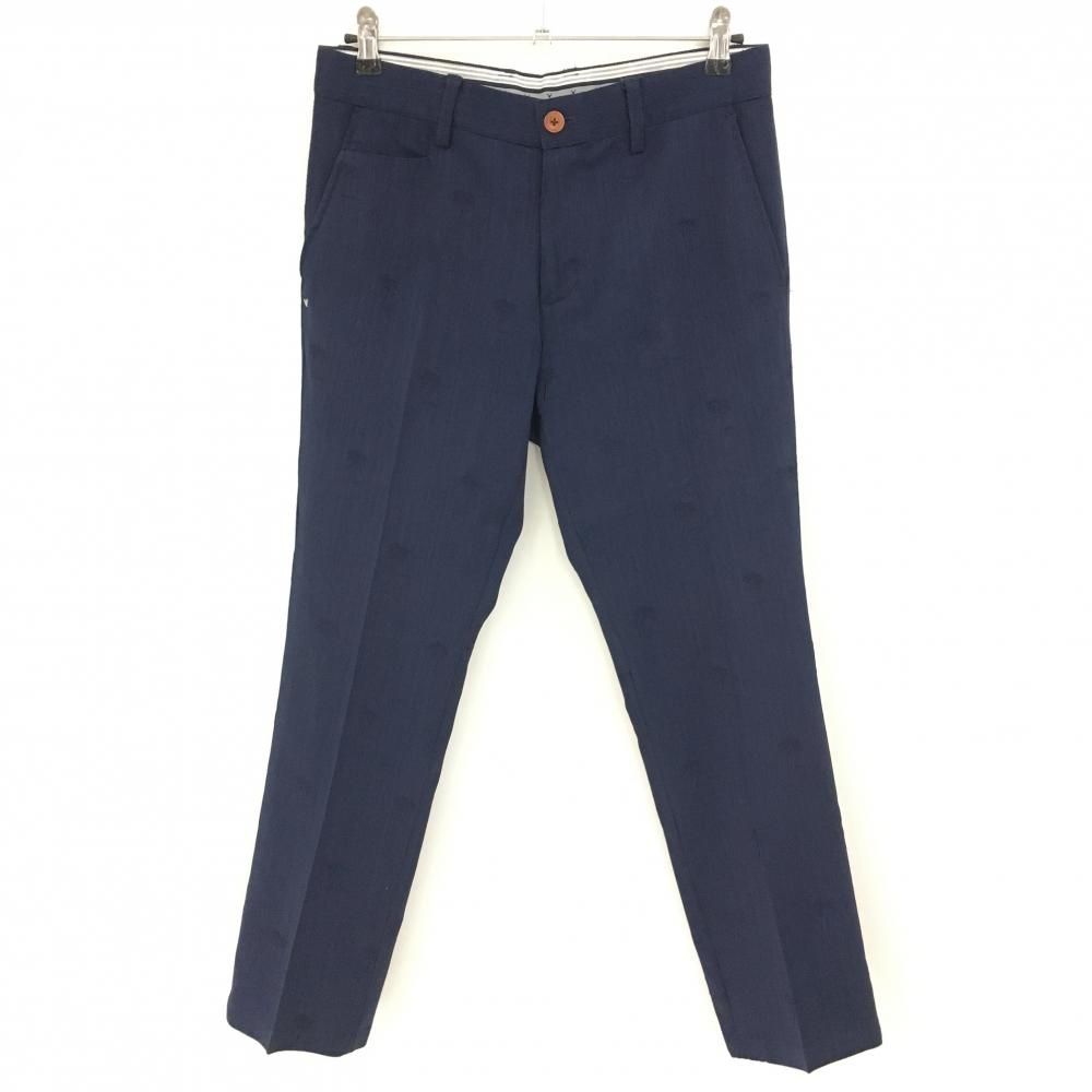 キャロウェイ パンツ ネイビー ヤシの木柄 立体ロゴ メンズ M ゴルフウェア Callaway