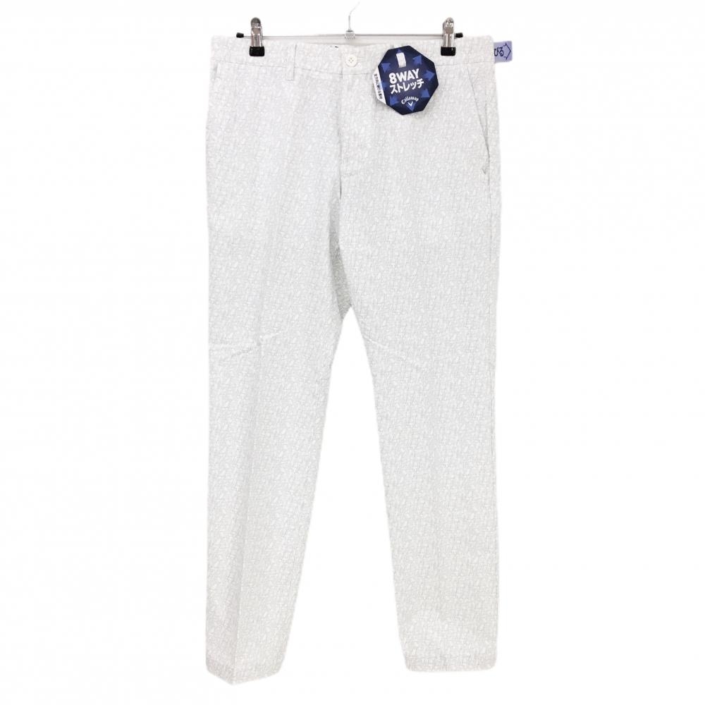 【新品】キャロウェイ パンツ 白×グレー ロゴ総柄 ストレッチ  メンズ LL ゴルフウェア 2023年モデル Callaway