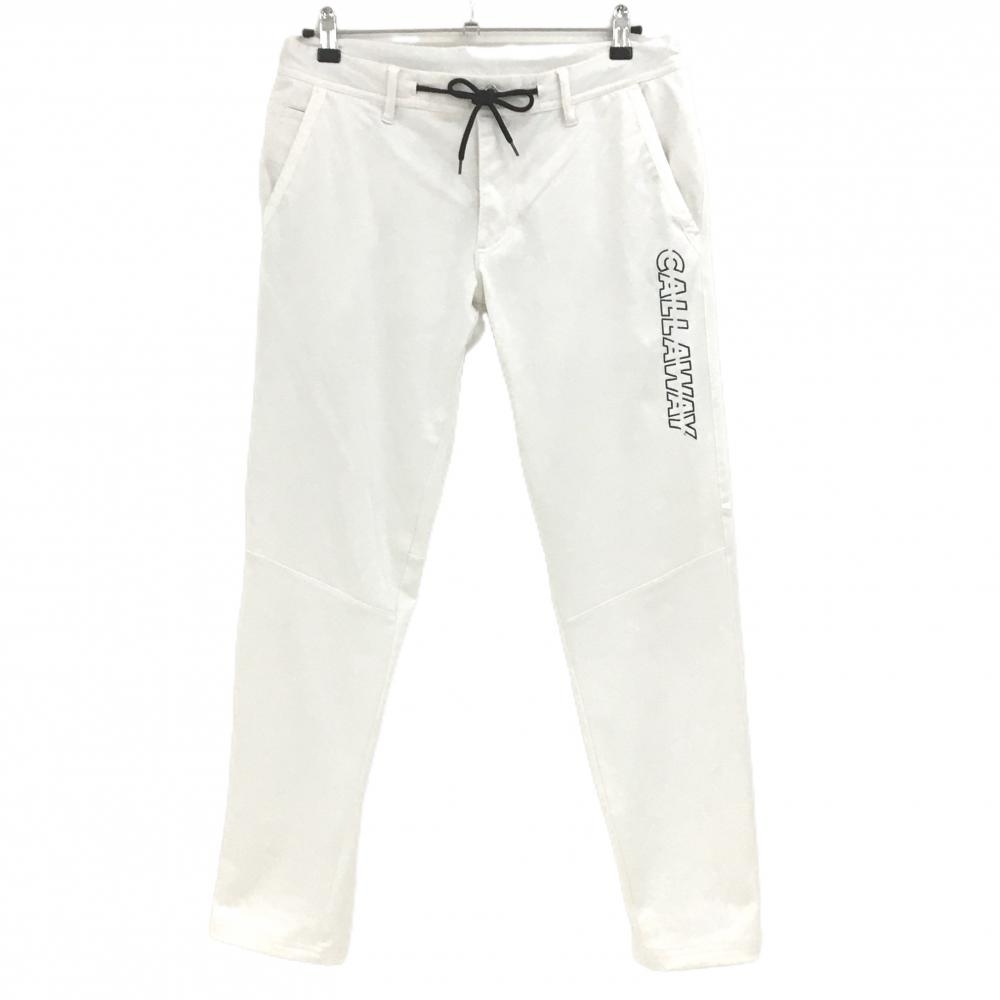 キャロウェイ パンツ 白×黒 ロゴ刺しゅう ウエスト調節紐 メンズ M ゴルフウェア Callaway