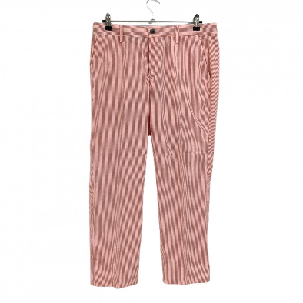 【超美品】キャロウェイ パンツ オレンジ×白 ストライプ ストレッチ メンズ LL ゴルフウェア Callaway