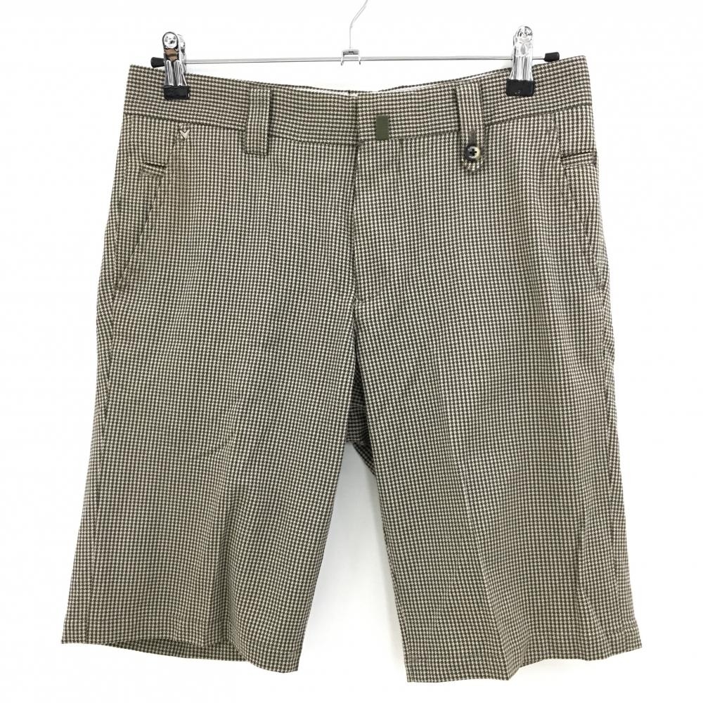 【美品】キャロウェイ ハーフパンツ ブラウン 千鳥格子 ストレッチ メンズ M ゴルフウェア Callaway