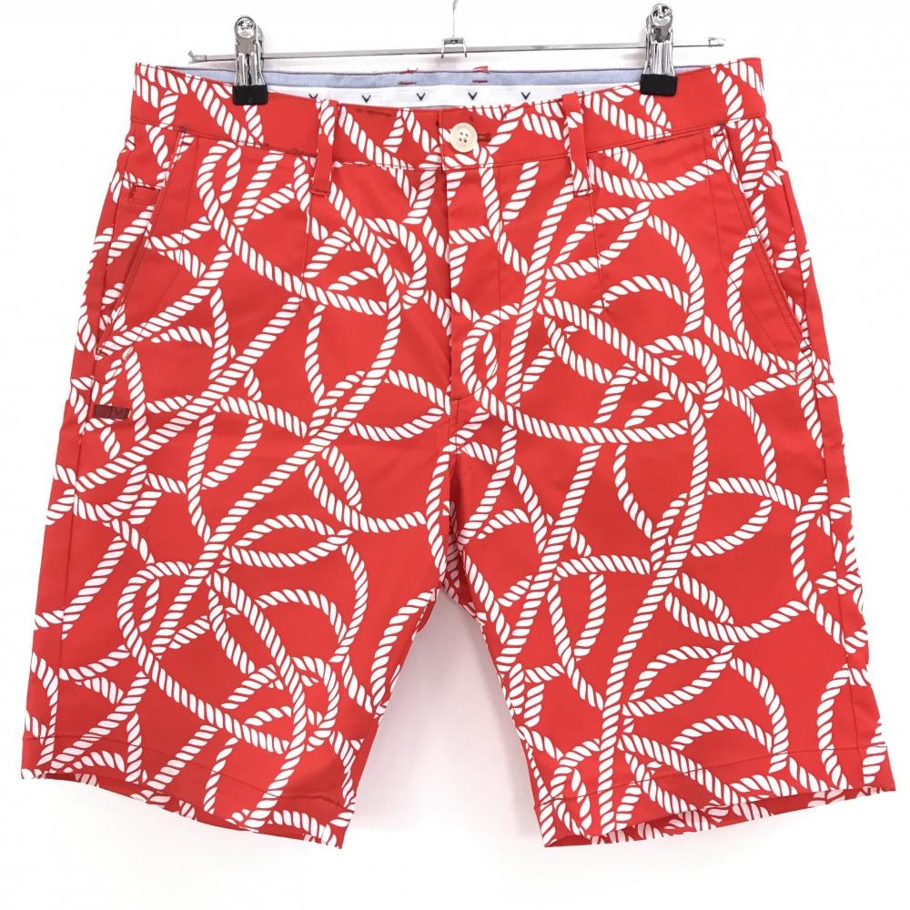 キャロウェイ レッドレーベル ハーフパンツ レッド×白 総柄 メンズ L ゴルフウェア Callaway