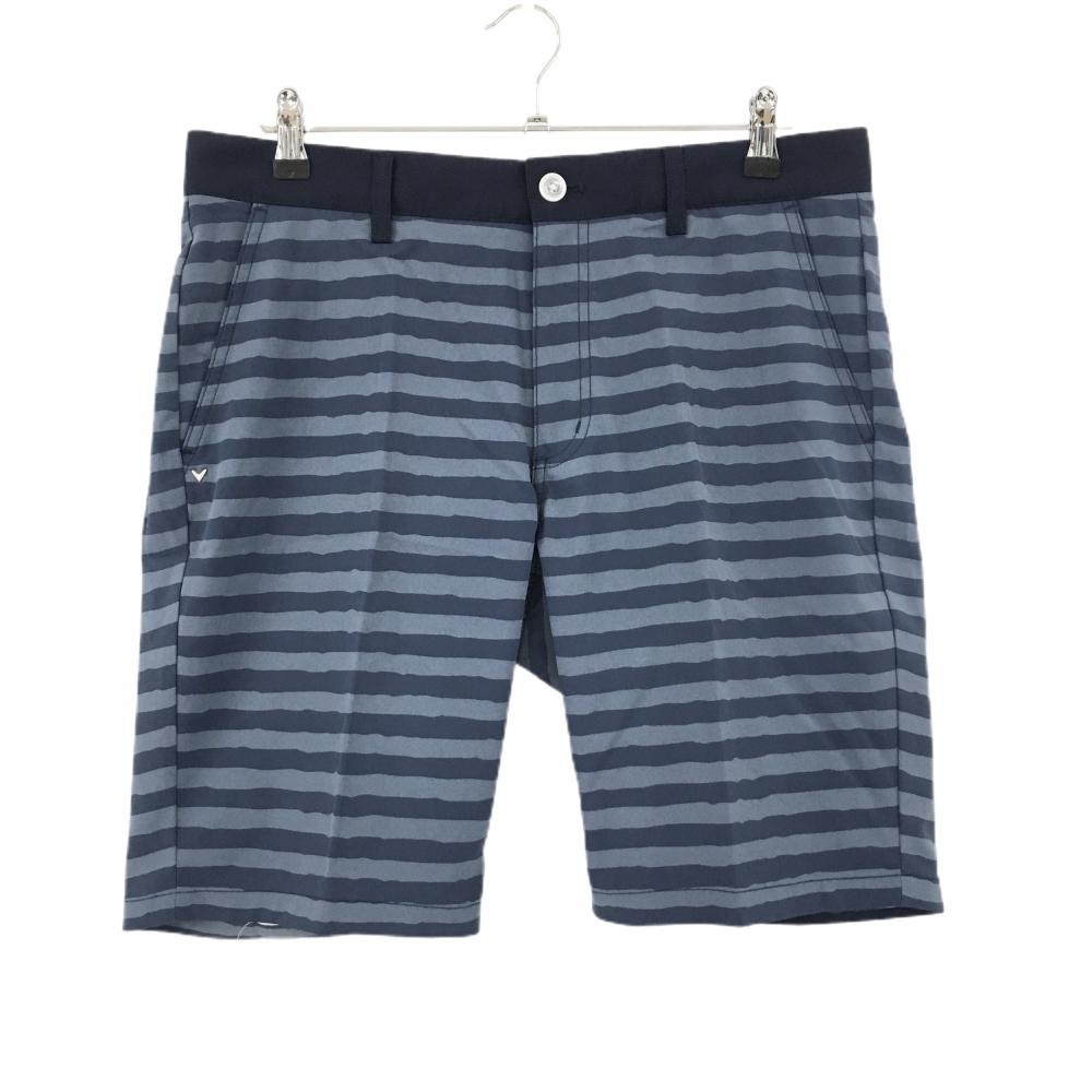 【超美品】キャロウェイ ハーフパンツ ネイビー×ライトネイビー ボーダー  メンズ LL ゴルフウェア Callaway