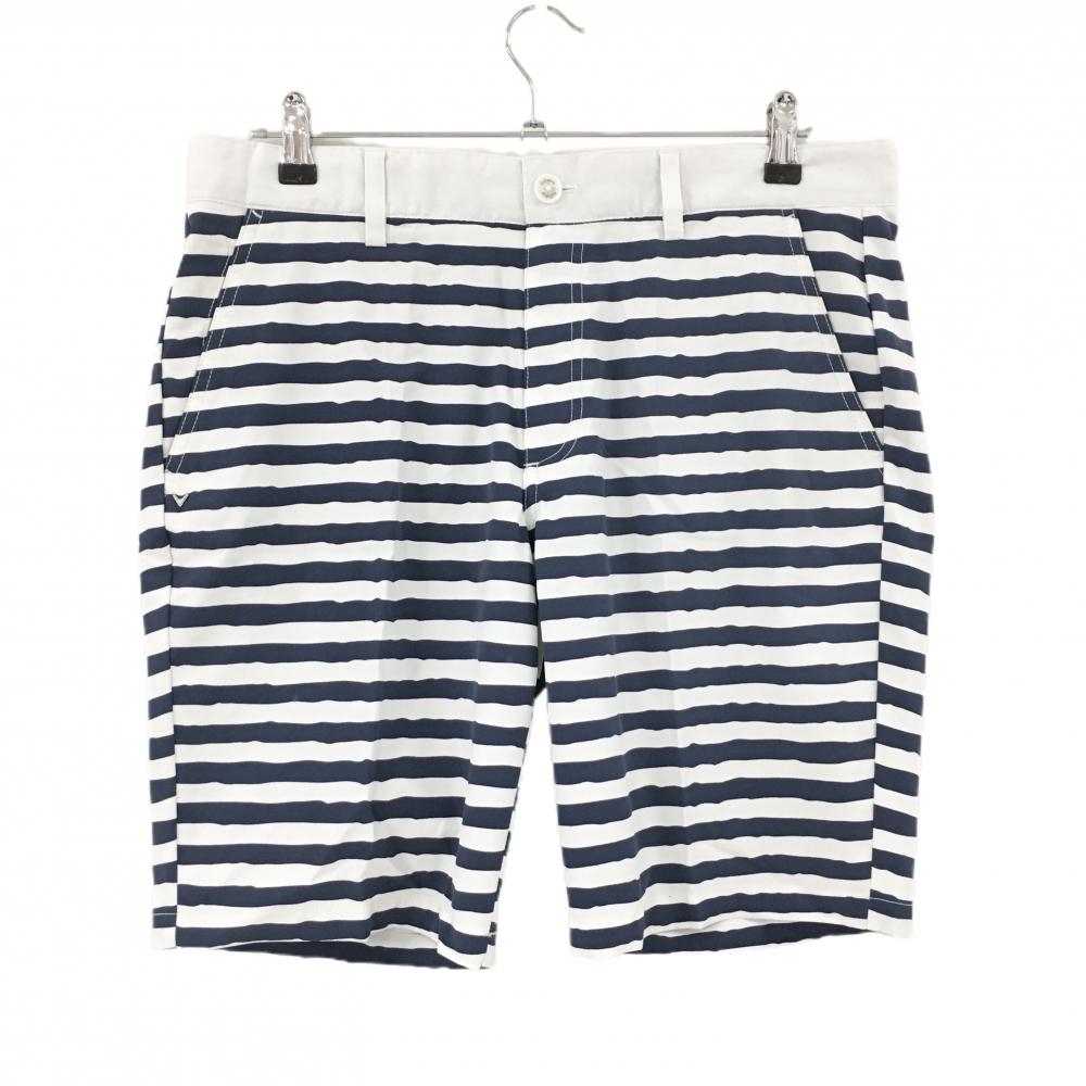 キャロウェイ ハーフパンツ 白×ネイビー ボーダー  メンズ LL ゴルフウェア Callaway