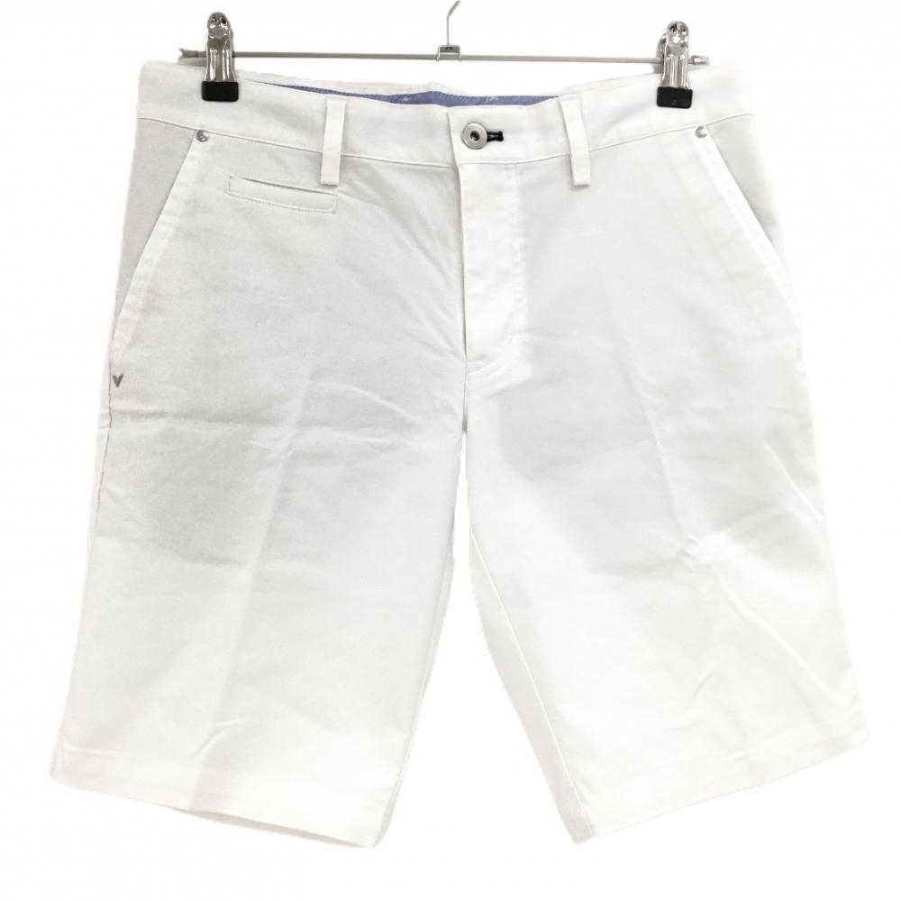【超美品】キャロウェイ ハーフパンツ 白 コットン混 メンズ M ゴルフウェア Callaway