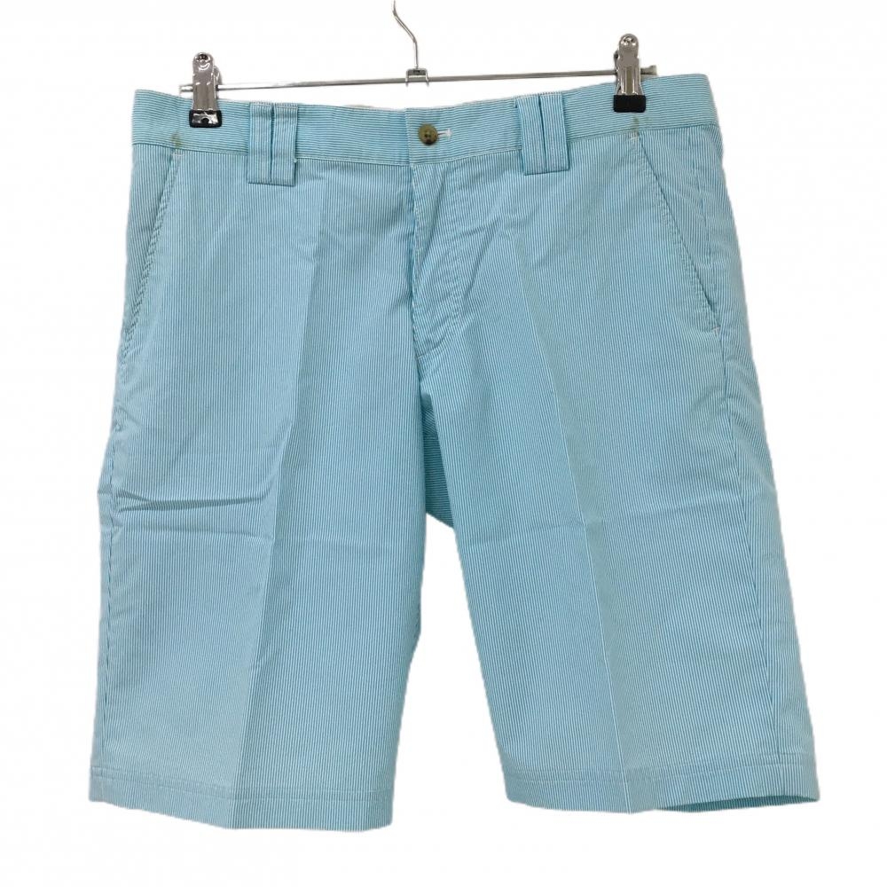キャロウェイ ハーフパンツ ライトブルー×白 細ストライプ  メンズ L ゴルフウェア Callaway