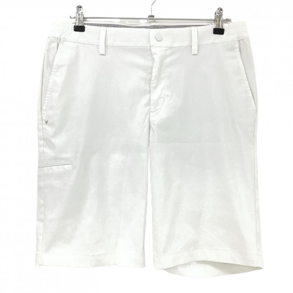 【美品】キャロウェイ ハーフパンツ 白 ポケット下ロゴ ストレッチ メンズ LL ゴルフウェア Callaway