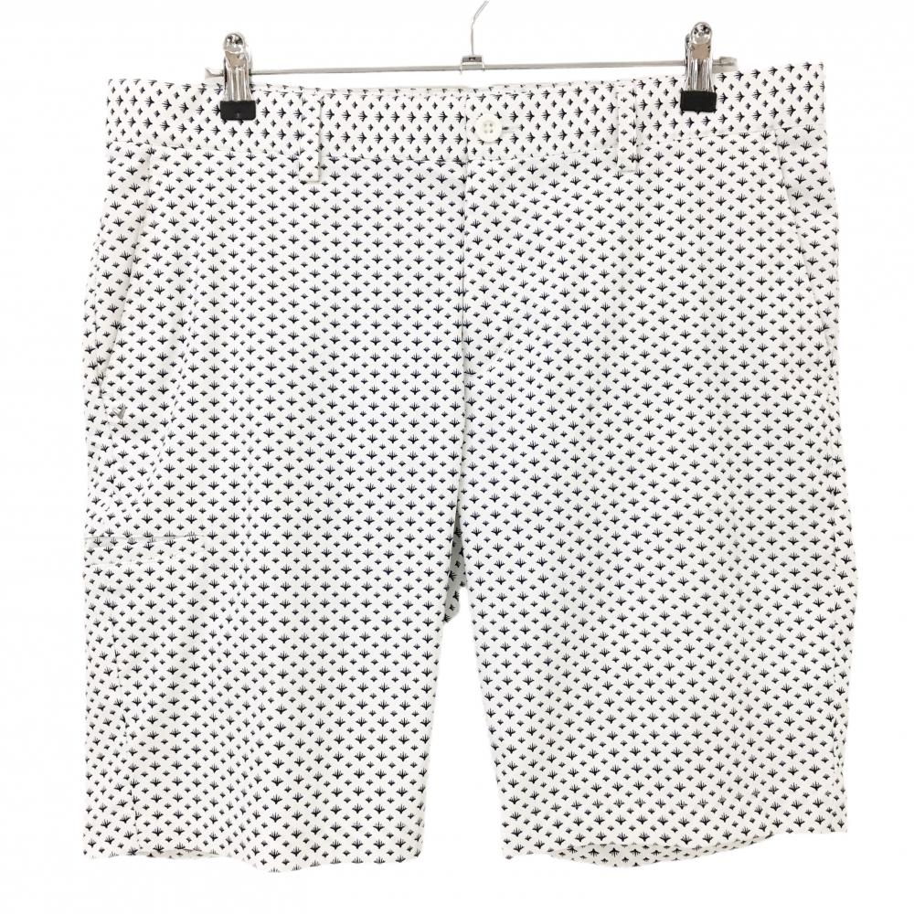 【美品】キャロウェイ ハーフパンツ 白×ネイビー 総柄 ストレッチ メンズ 3L ゴルフウェア 大きいサイズ Callaway