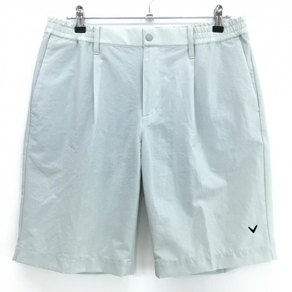 【超美品】キャロウェイ ハーフパンツ ライトグレー ロゴ刺しゅう メンズ 3(L) ゴルフウェア 2024年モデル Callaway