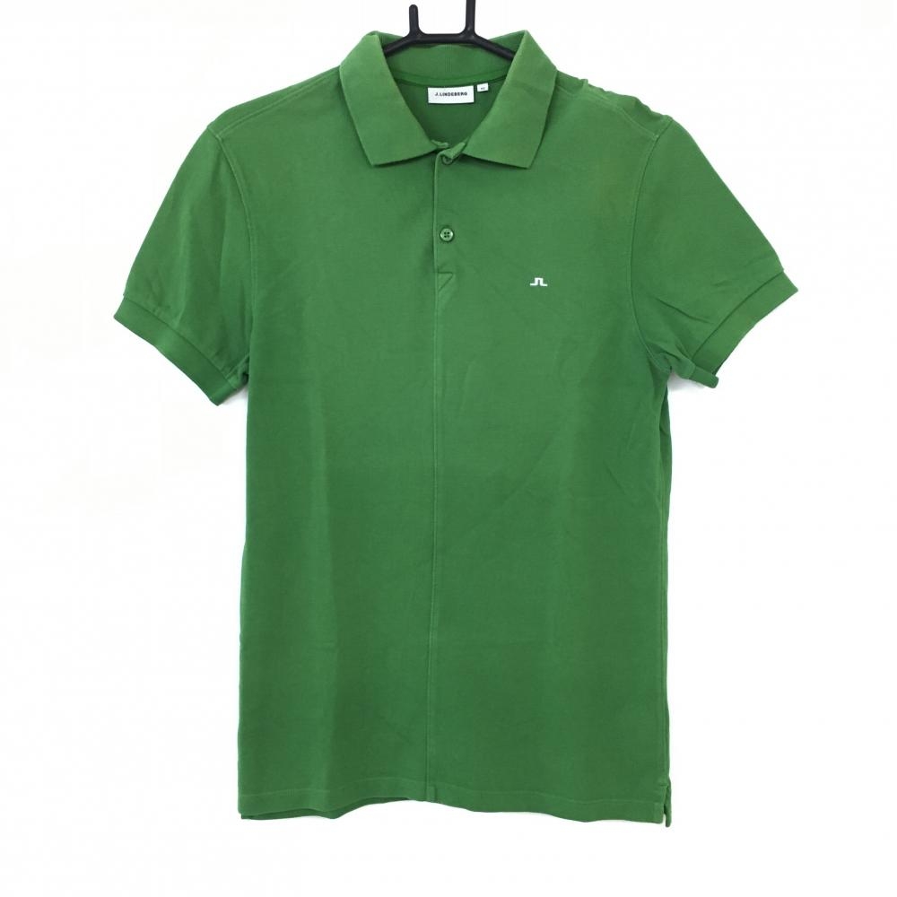 J．LINDEBERG ジェイリンドバーグ 半袖ポロシャツ グリーン×白 綿100％ シンプル メンズ XS ゴルフウェア