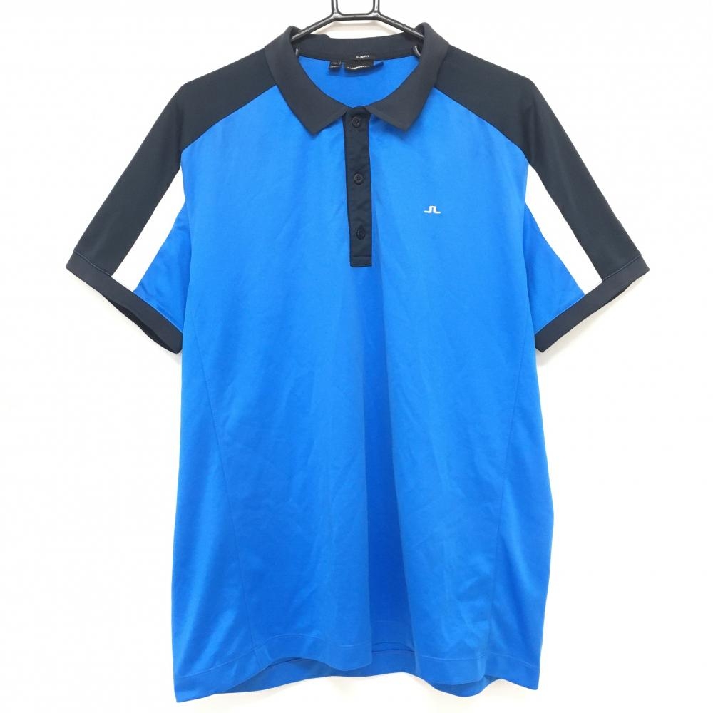 ジェイリンドバーグ 半袖ポロシャツ ブルー×ネイビー メンズ XXL ゴルフウェア 大きいサイズ J．LINDEBERG