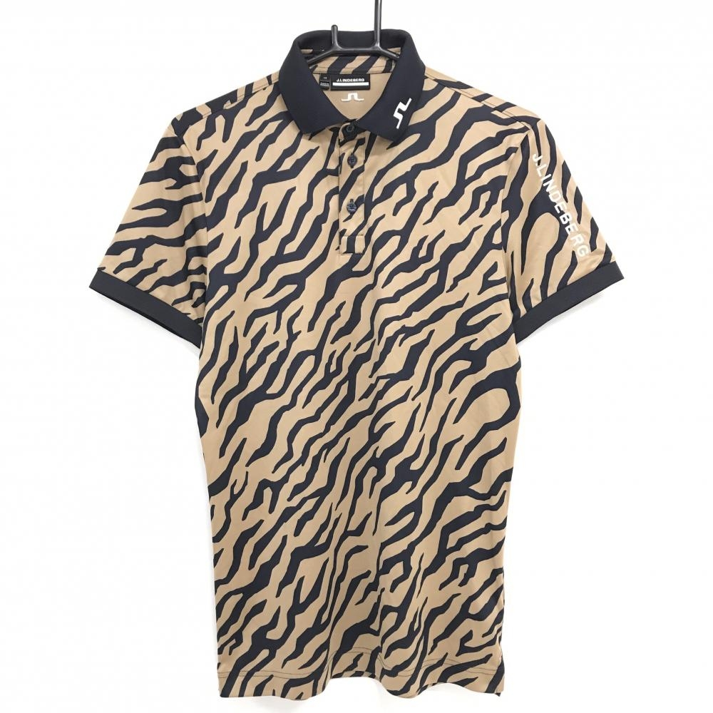 【超美品】ジェイリンドバーグ 半袖ポロシャツ ブラウン×黒 ゼブラ柄  メンズ XS ゴルフウェア J．LINDEBERG