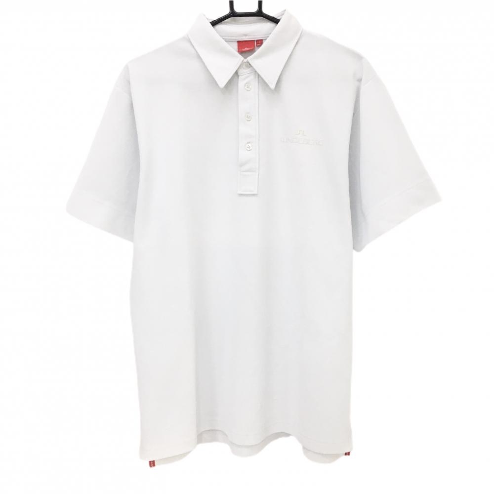 ジェイリンドバーグ 半袖ポロシャツ 白 ロゴ刺しゅう メンズ L ゴルフウェア J．LINDEBERG