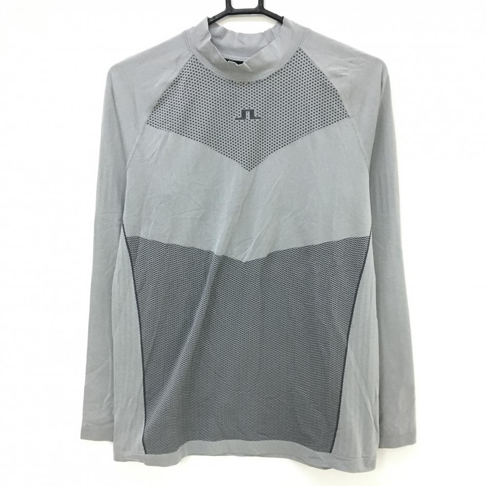 【超美品】ジェイリンドバーグ ハイネックインナーシャツ グレー 一部総柄  メンズ L ゴルフウェア J．LINDEBERG