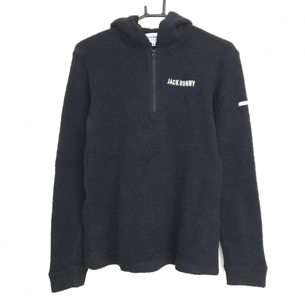 ジャックバニー フード付きセーター 黒 ハーフジップ ロゴ刺しゅう ニットパーカー  メンズ 4(M) ゴルフウェア Jack Bunny