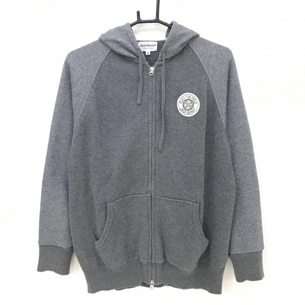 ジャックバニー 切替ニットパーカー ダークグレー×杢グレー 身頃ニット  メンズ 4(M) ゴルフウェア Jack Bunny