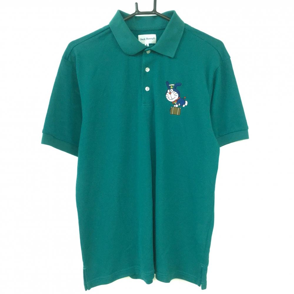 【美品】Jack Bunny ジャックバニー×ドラえもん 半袖ポロシャツ グリーン ドラミちゃん コラボ メンズ 6(XL) ゴルフウェア