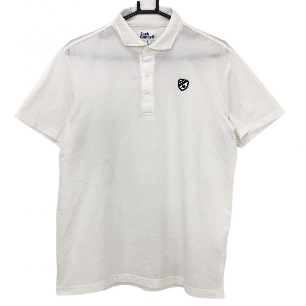 ジャックバニー 半袖ポロシャツ 白 ロゴシリコンワッペン メンズ 6(XL) ゴルフウェア Jack Bunny