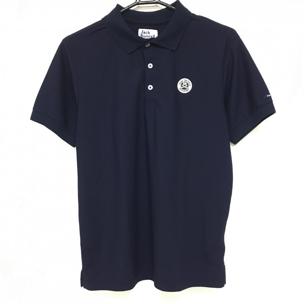 ジャックバニー 半袖ポロシャツ ネイビー 地模様総柄  メンズ 4(M) ゴルフウェア Jack Bunny