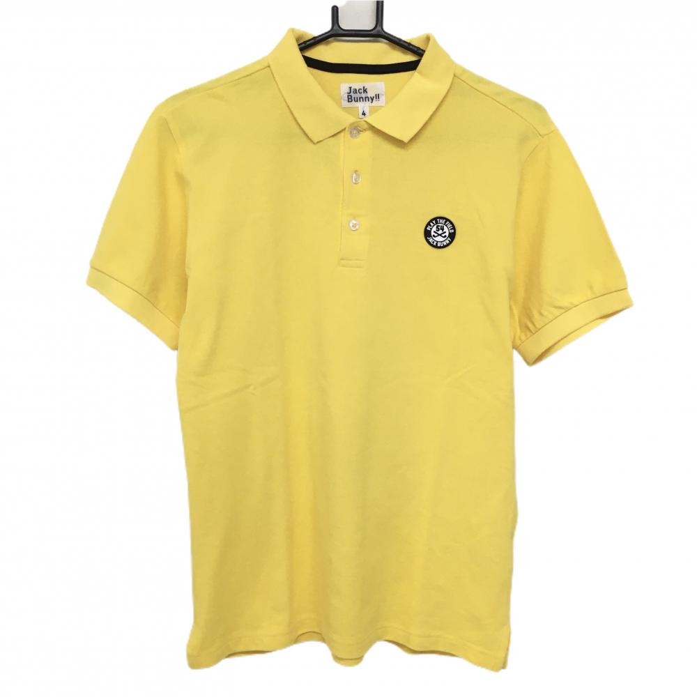 【超美品】ジャックバニー 半袖ポロシャツ イエロー シリコンワッペン  メンズ 4(M) ゴルフウェア Jack Bunny