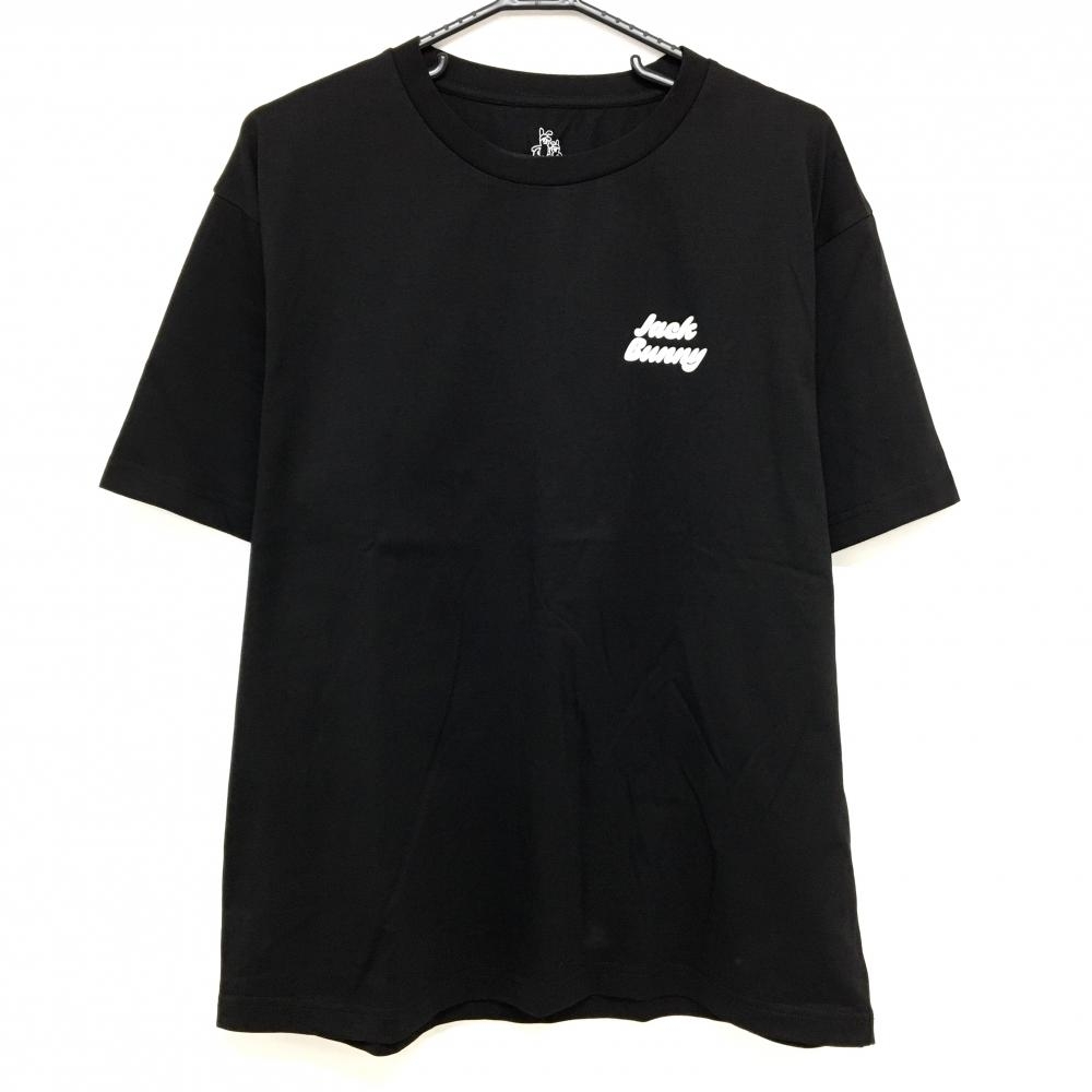 【新品】ジャックバニー Tシャツ 黒×白 バックプリント FAMILYシリーズ メンズ 5(L) ゴルフウェア 2025年モデル Jack Bunny