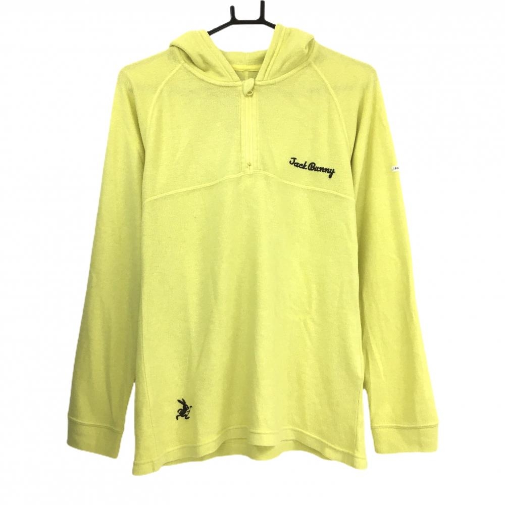 ジャックバニー パーカー ライトイエロー 起毛 ハーフジップ 裾ロゴうさぎ メンズ 4(M) ゴルフウェア Jack Bunny
