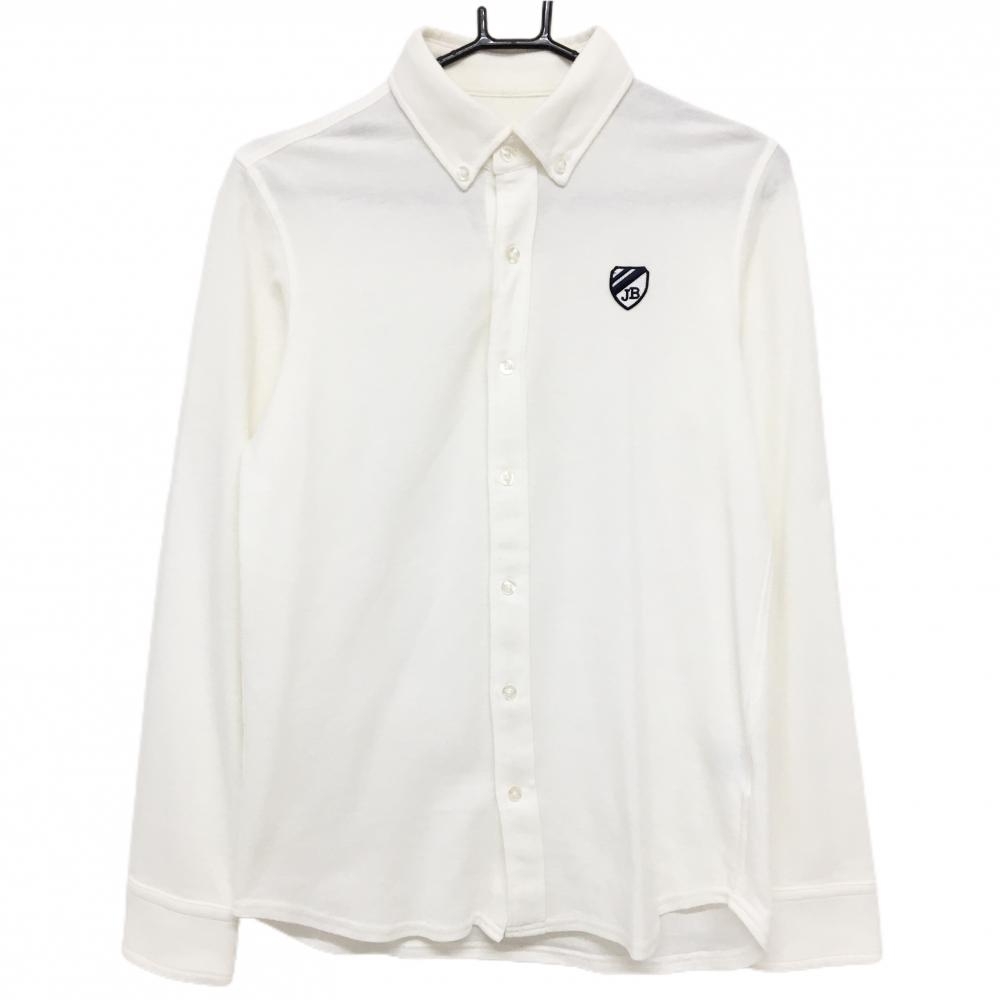 ジャックバニー 長袖シャツ 白 ロゴワッペン ボタンダウン メンズ 4(M) ゴルフウェア Jack Bunny