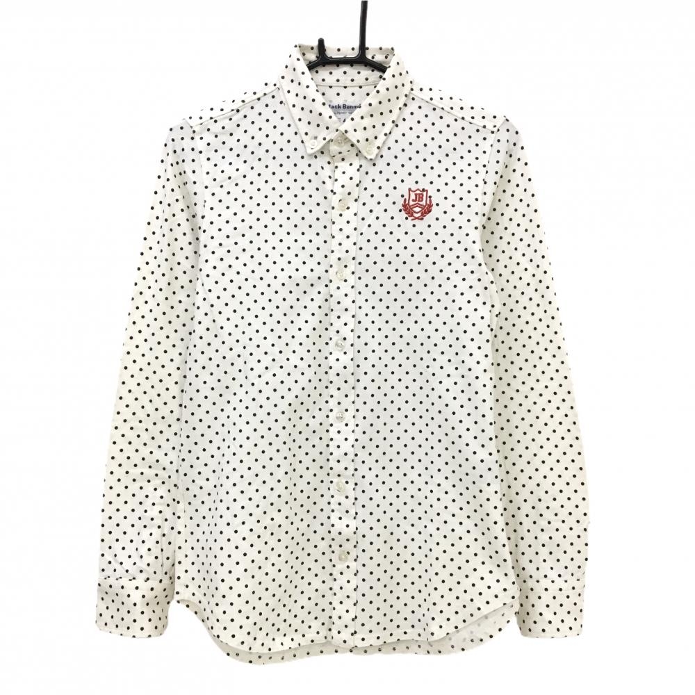 ジャックバニー 長袖シャツ 白×黒 ドット柄 ボタンダウン メンズ LL ゴルフウェア Jack Bunny