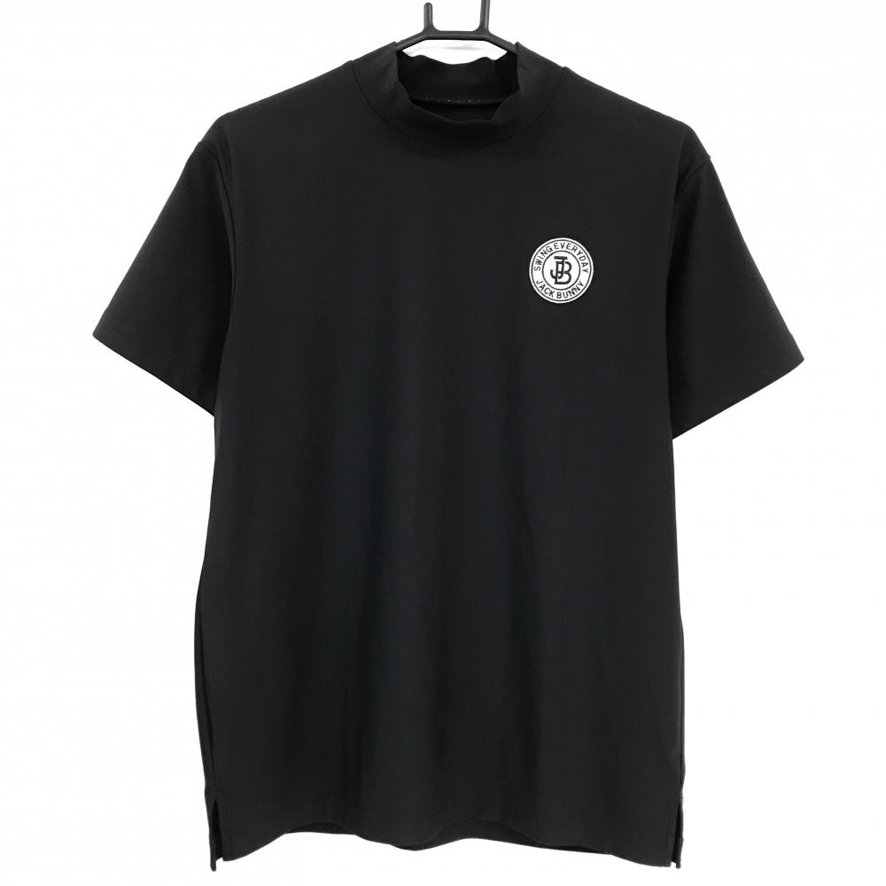【超美品】ジャックバニー 半袖ハイネックシャツ 黒 刺しゅうワッペン  メンズ 4(M) ゴルフウェア Jack Bunny
