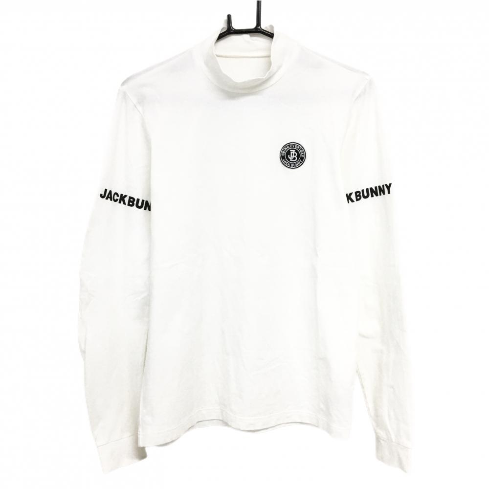 【美品】ジャックバニー 長袖ハイネックシャツ 白×黒  メンズ 4(M) ゴルフウェア Jack Bunny