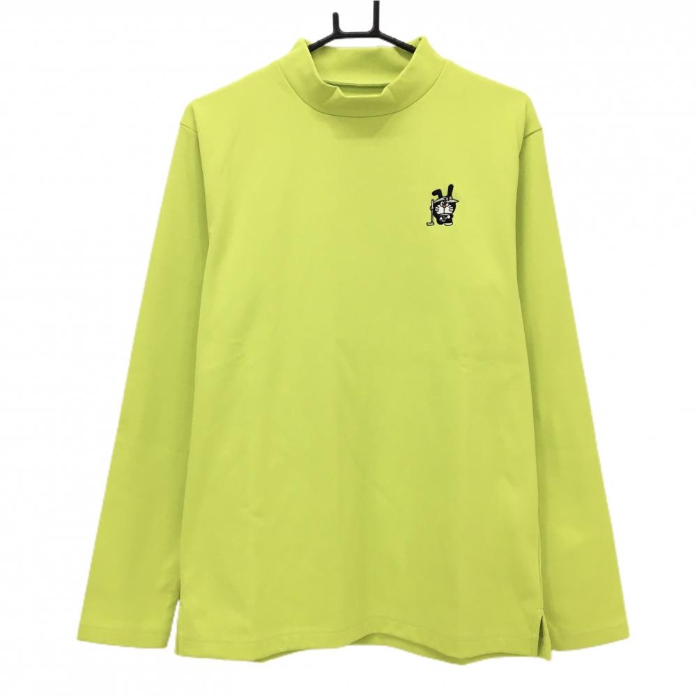 【新品】ジャックバニー×ドラえもん 長袖ハイネックシャツ 蛍光ライトグリーン 裏微起毛 メンズ 5(L) ゴルフウェア Jack Bunny