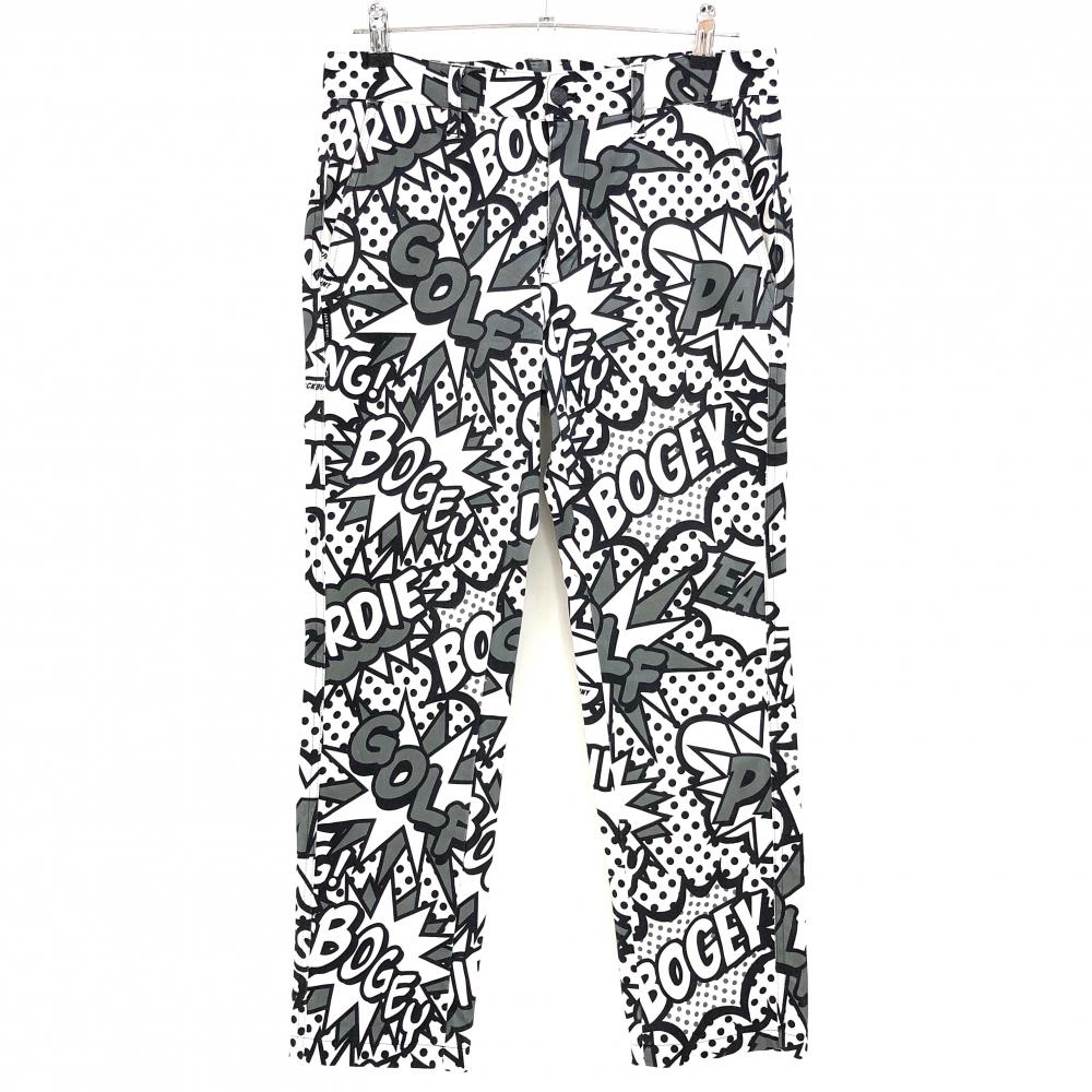 ジャックバニー パンツ 白×黒 総柄 ストレッチ メンズ 4(M) ゴルフウェア Jack Bunny