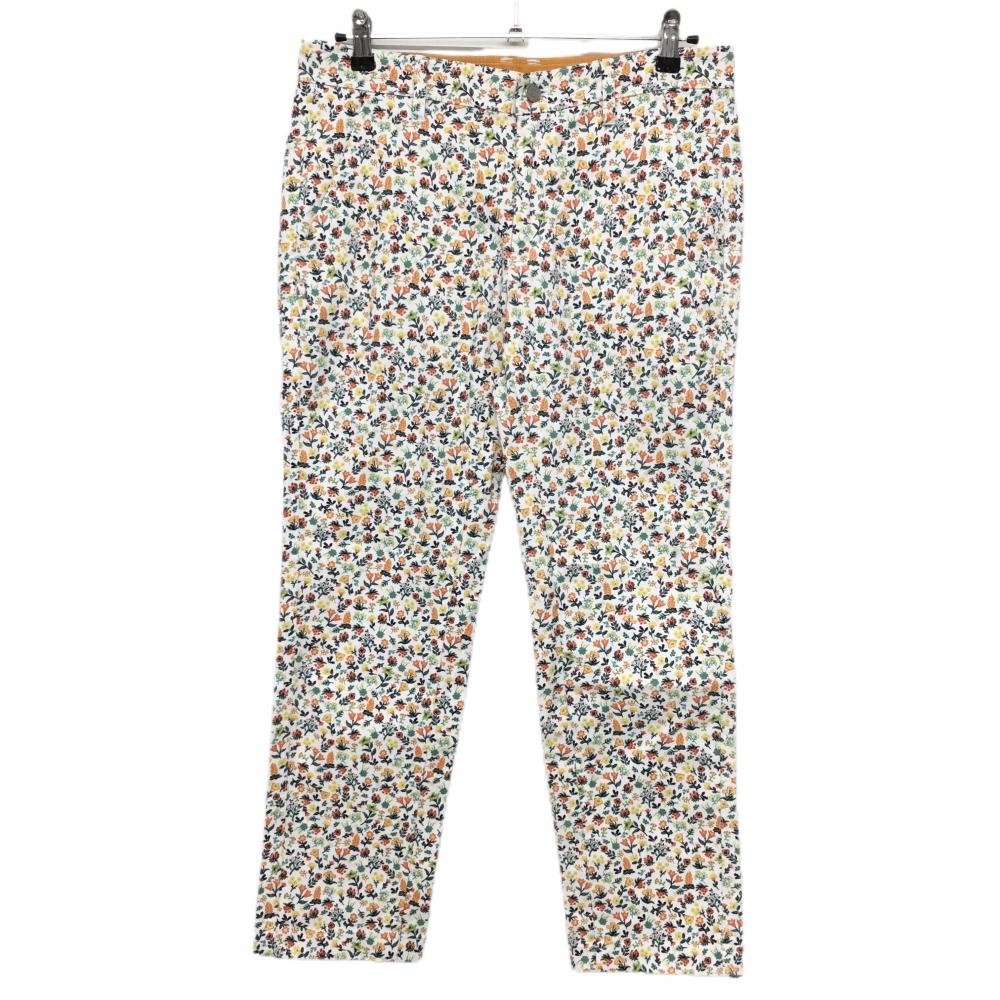 【美品】ジャックバニー パンツ 白×オレンジ 花柄 ストレッチ メンズ 4(M) ゴルフウェア Jack Bunny