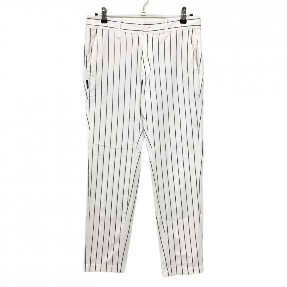 ジャックバニー パンツ 白×黒 ストライプ柄 バックロゴ メンズ 4(M) ゴルフウェア Jack Bunny