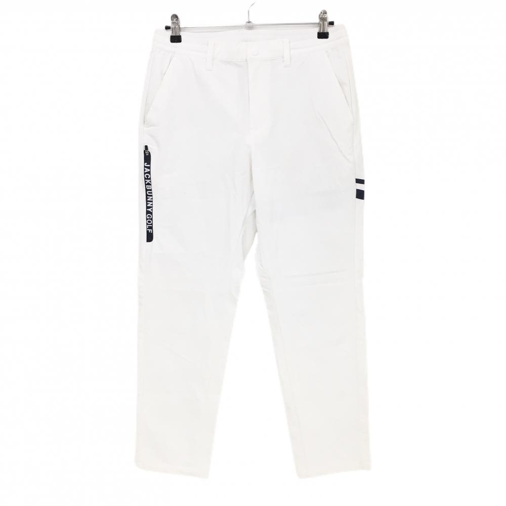 ジャックバニー パンツ 白×ネイビー サイド英字ロゴ ウエストゴム ストレット メンズ 5(L) ゴルフウェア 2025年モデル Jack Bunny