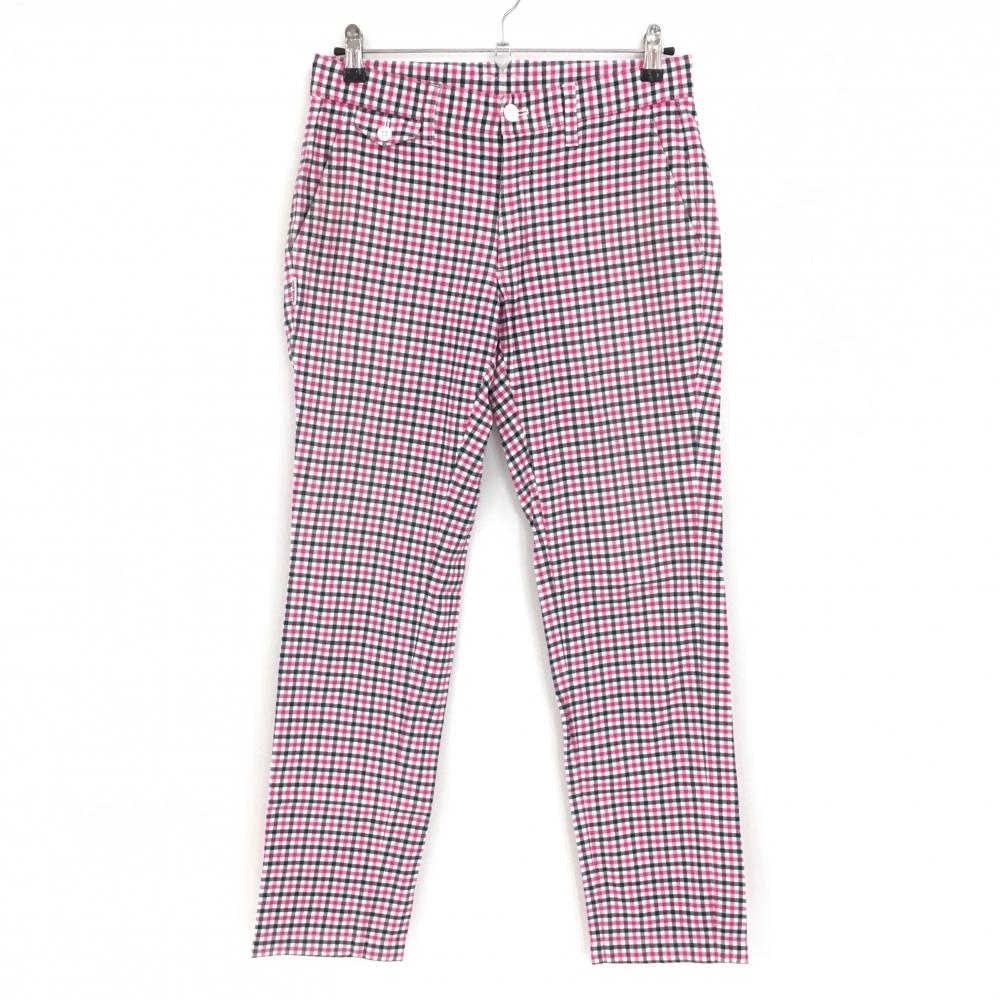 ジャックバニー パンツ 白×ピンク×黒 チェック ストレッチ メンズ 4(M) ゴルフウェア Jack Bunny