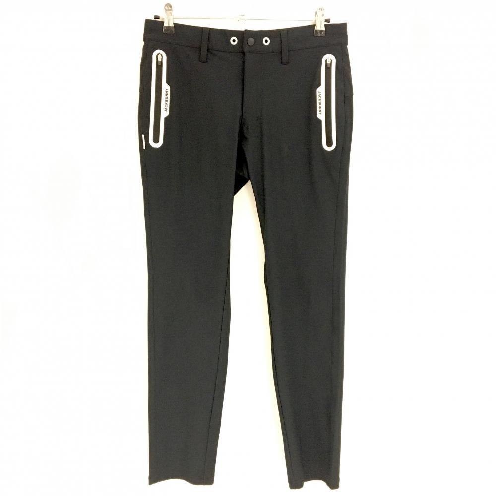 【美品】ジャックバニー パンツ 黒×白 ロゴプリント メンズ 4(M) ゴルフウェア Jack Bunny