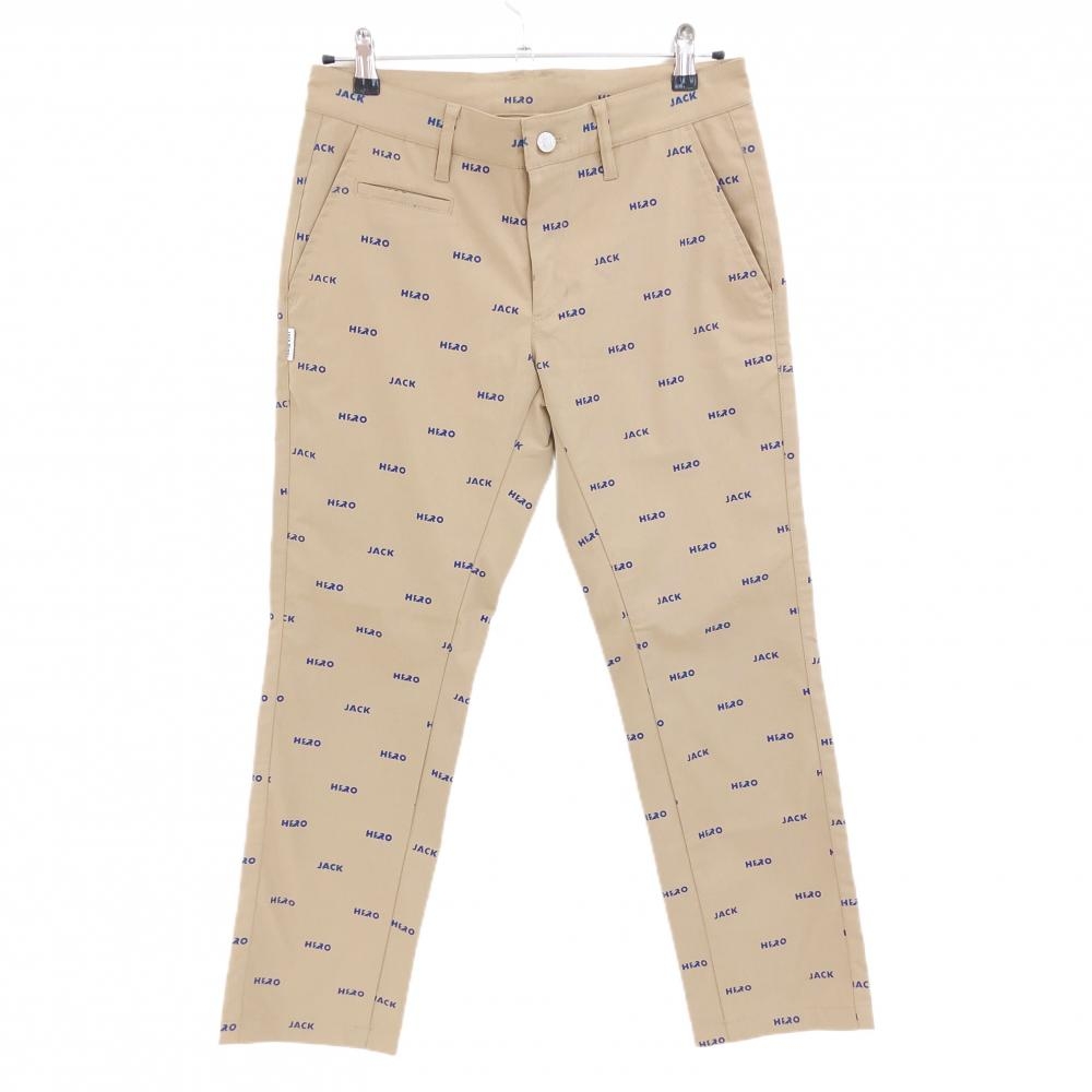 【美品】ジャックバニー パンツ ダークベージュ×ネイビー ロゴ総柄 ストレッチ  メンズ 3(S) ゴルフウェア Jack Bunny