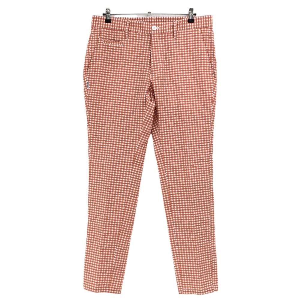 【新品】ジャックバニー パンツ オレンジ×白 ギンガムチェック サッカー生地 メンズ 6(XL) ゴルフウェア Jack Bunny