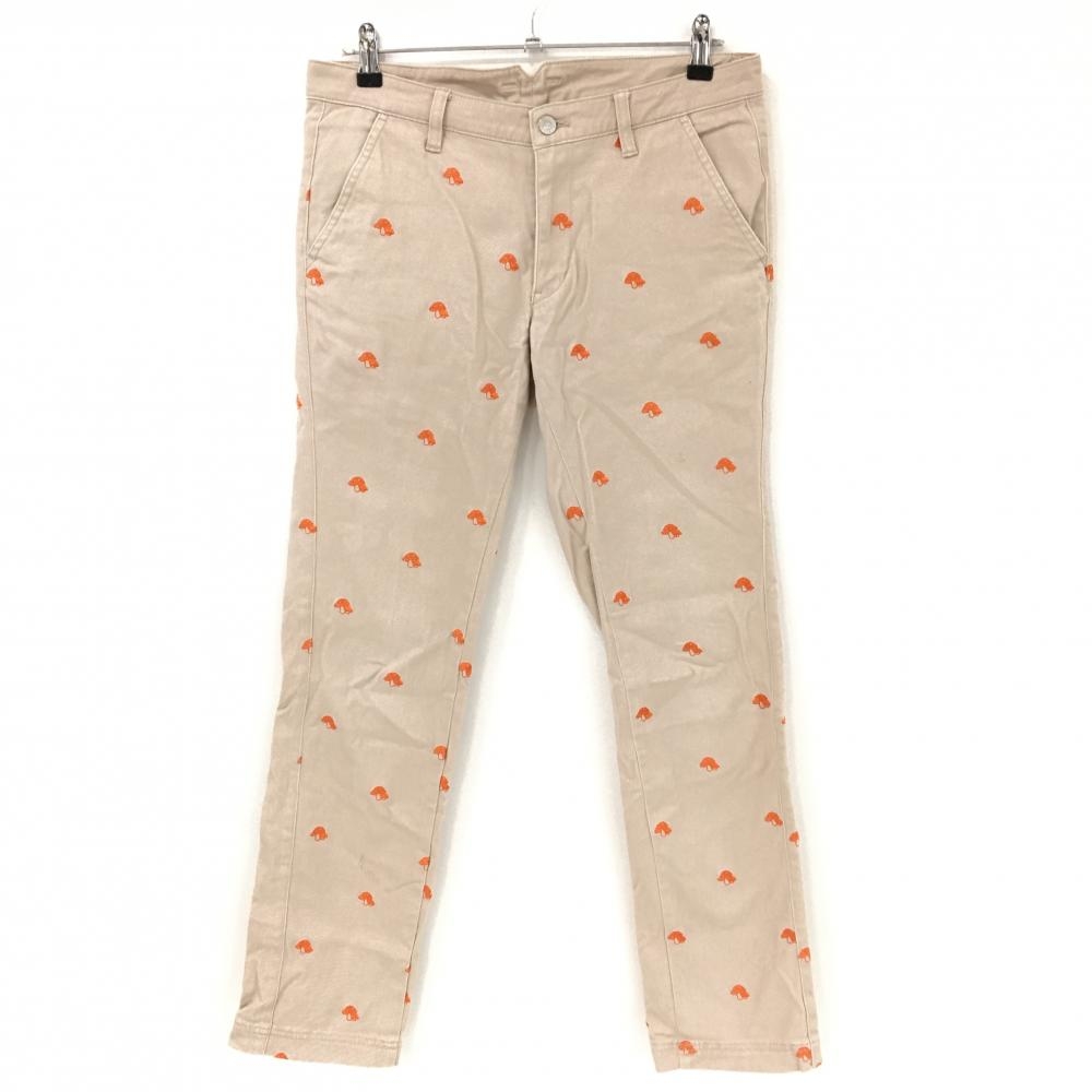 ジャックバニー パンツ ベージュ×オレンジ キノコ総柄刺しゅう メンズ 4(M) ゴルフウェア Jack Bunny