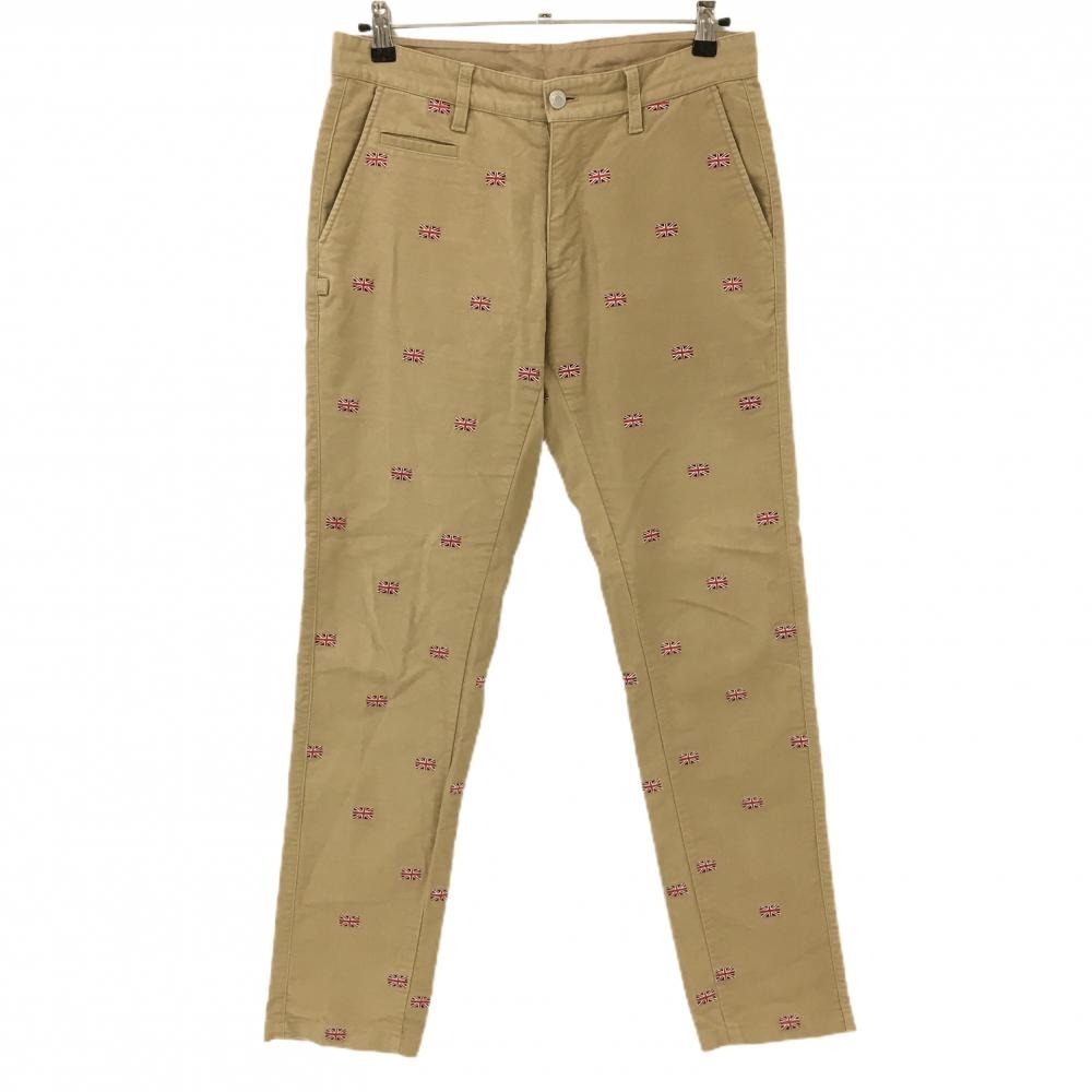 ジャックバニー パンツ ベージュ×レッド ユニオンジャック柄 バックロゴ  メンズ 4(M) ゴルフウェア Jack Bunny