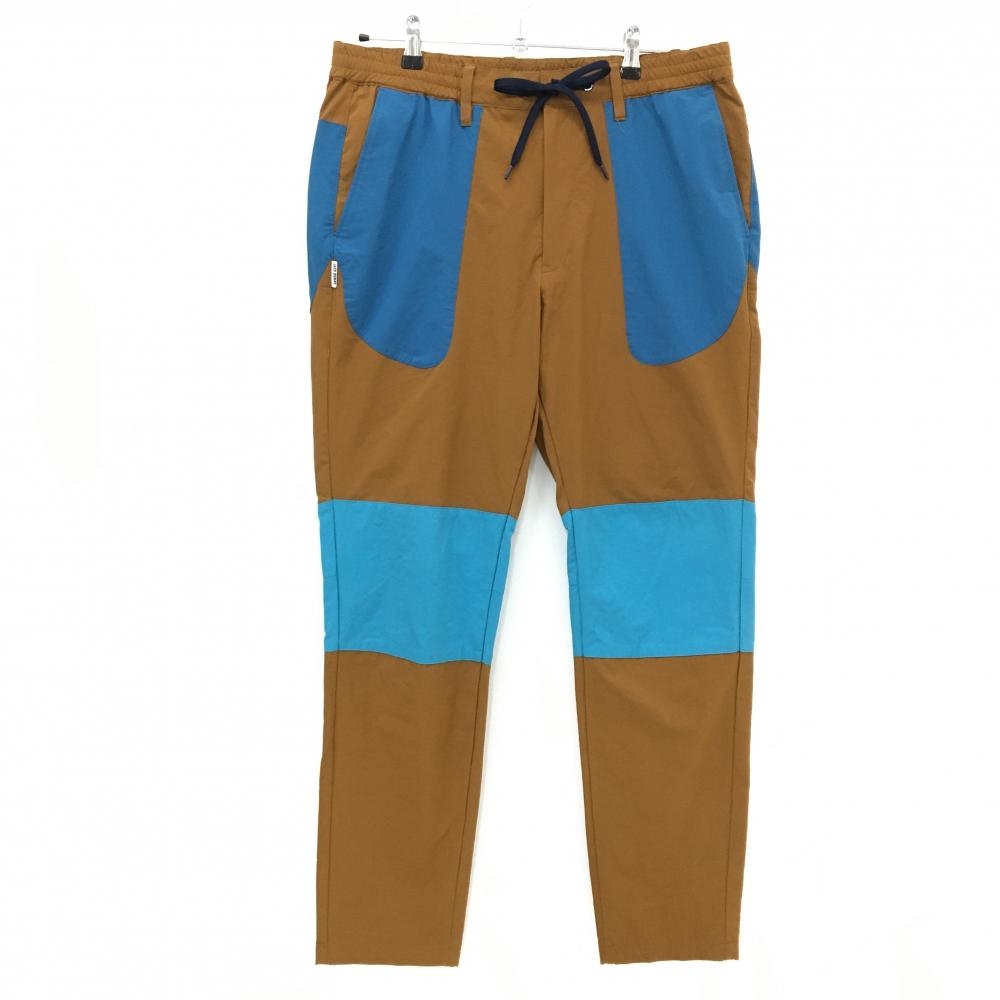 【超美品】ジャックバニー ナイロンパンツ ブラウン×ブルー ストレッチ ウエストゴム＆調節紐 メンズ 6(XL) ゴルフウェア Jack Bunny