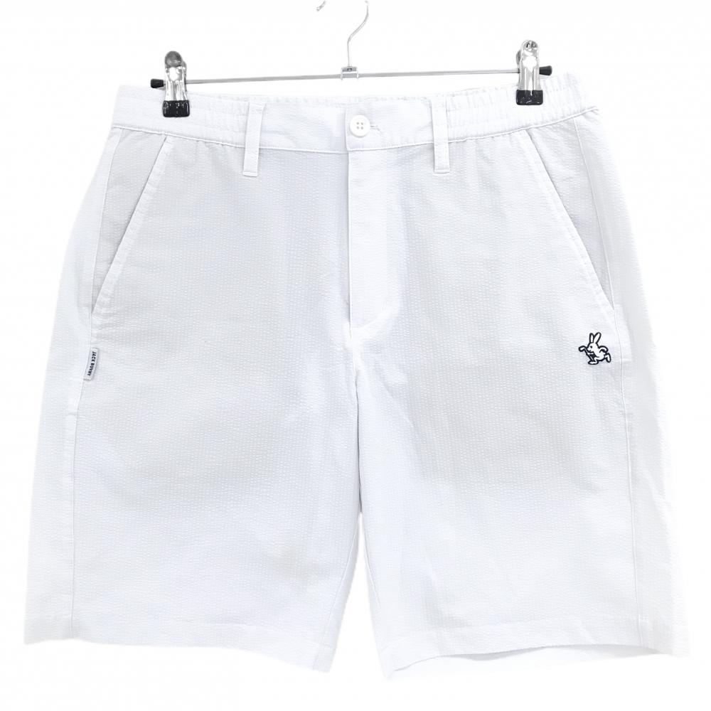【美品】ジャックバニー ハーフパンツ 白 サッカー生地 ウエストゴム ストレッチ メンズ 6(XL) ゴルフウェア 2023年モデル Jack Bunny