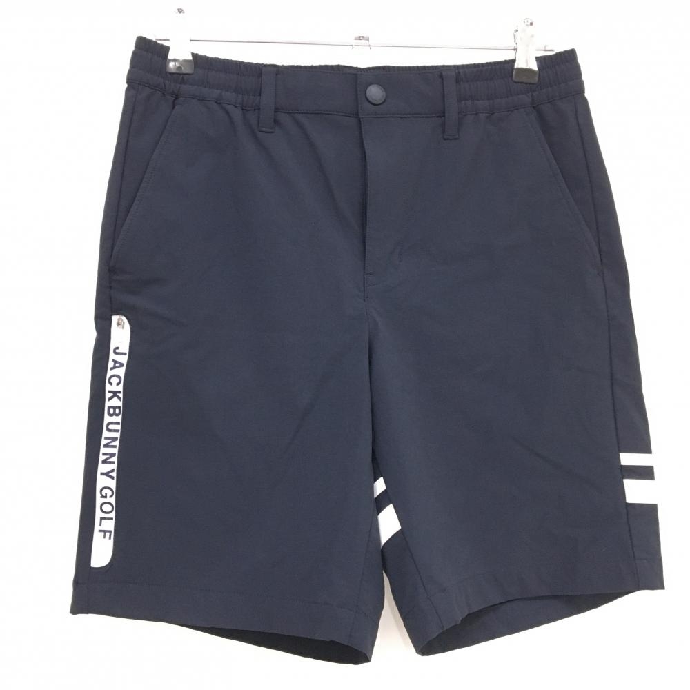 【超美品】ジャックバニー ハーフパンツ ネイビー×白 ジップロゴ メンズ 4(M) ゴルフウェア 2025年モデル Jack Bunny