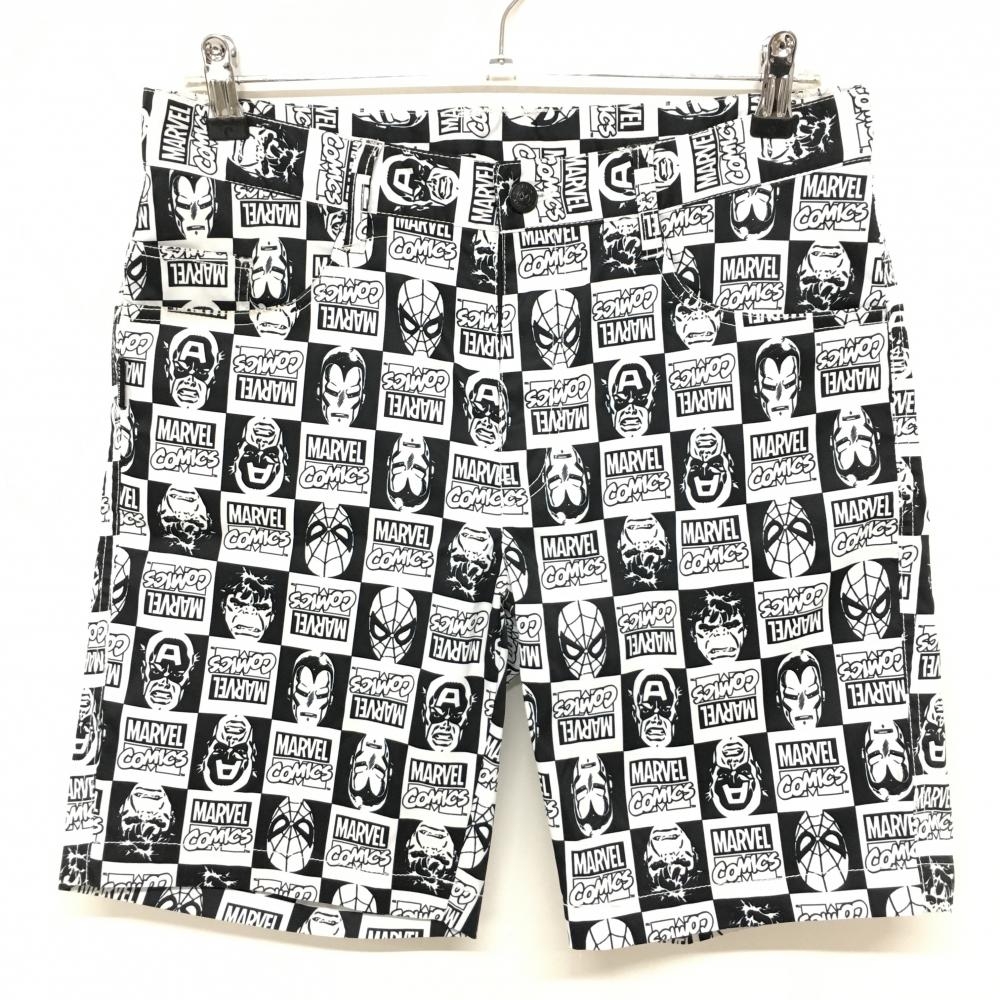 【美品】ジャックバニー×MARVEL ハーフパンツ 黒×白 総柄  メンズ 4(M) ゴルフウェア Jack Bunny