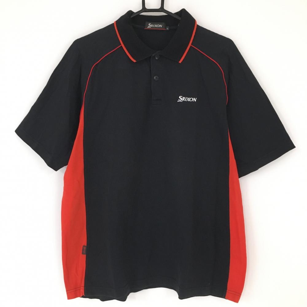 スリクソン 半袖ポロシャツ 黒×レッド バック無地 シンプル  メンズ LL ゴルフウェア SRIXON