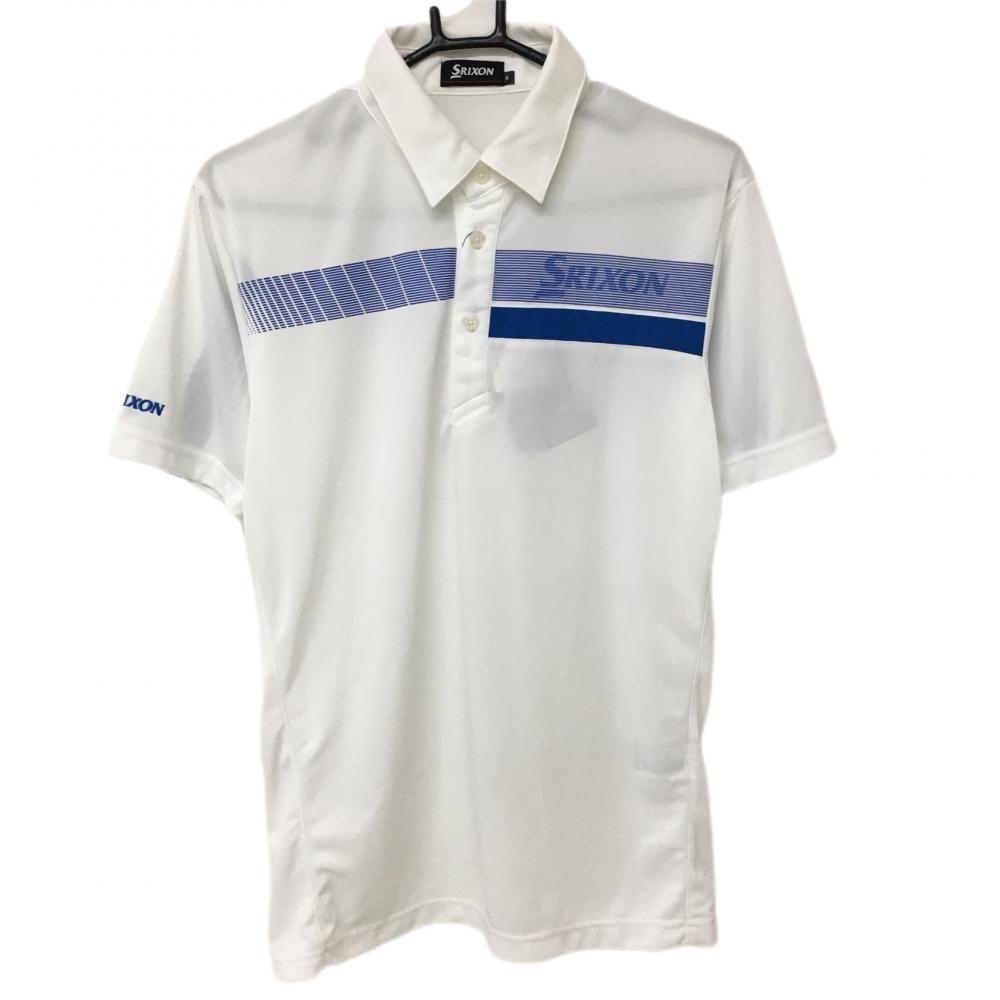 スリクソン 半袖ポロシャツ 白×ブルー 紙タグ付き 接触涼感 吸水速乾  メンズ M ゴルフウェア SRIXON