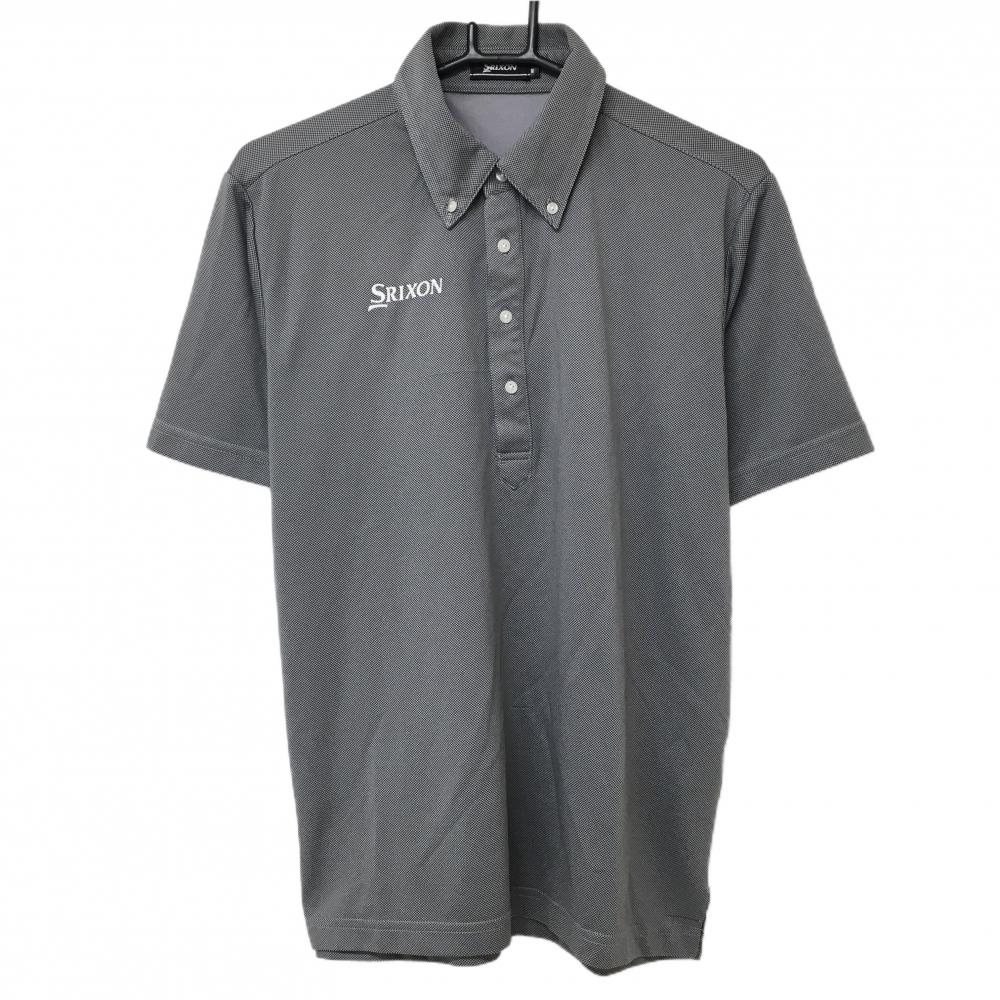 スリクソン 半袖ポロシャツ 黒×白 織模様 ボタンダウン メンズ M ゴルフウェア SRIXON