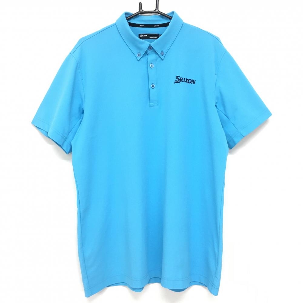 【美品】スリクソンbyデサント 半袖ポロシャツ ライトブルー ボタンダウン  メンズ 3L ゴルフウェア 大きいサイズ SRIXON